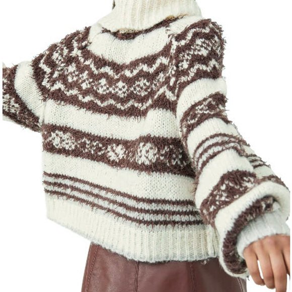 FREE PEOPLE Check Me Out Winter Fog Pullover Sweather - Picture 3 of 16